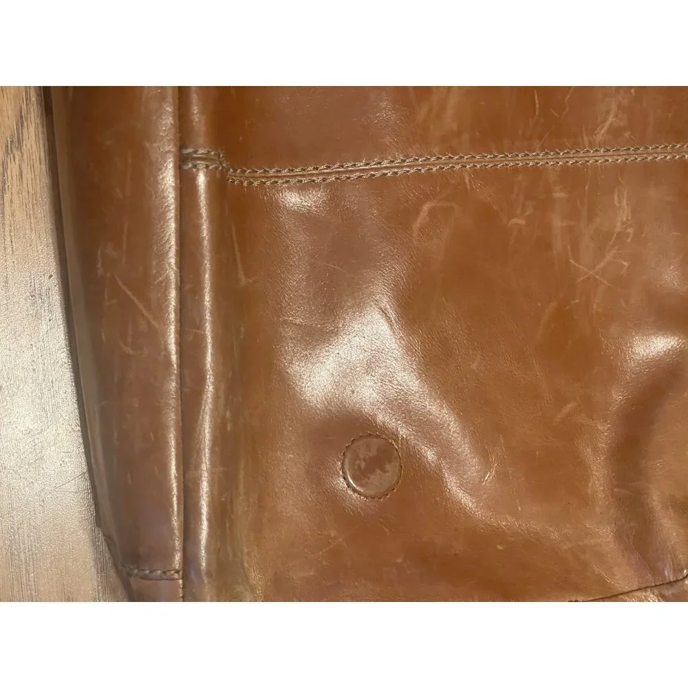 Fossil Brown Leather Magnetic Laptop Messenger Briefcase Bag Distressed